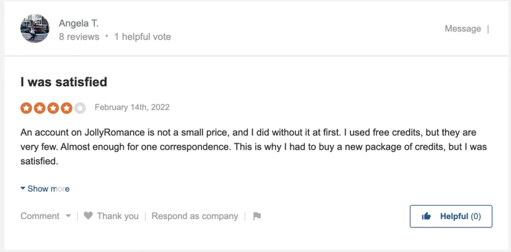 JollyRomance user review