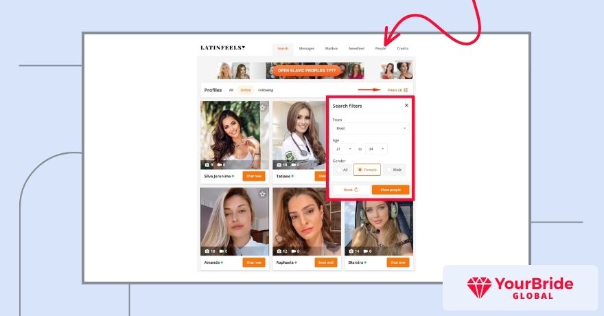 latinfeels search filters