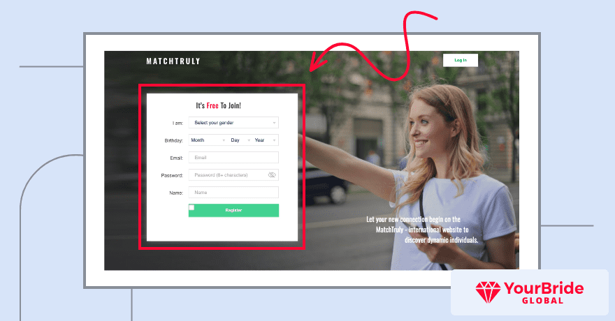 Registration form MatchTruly