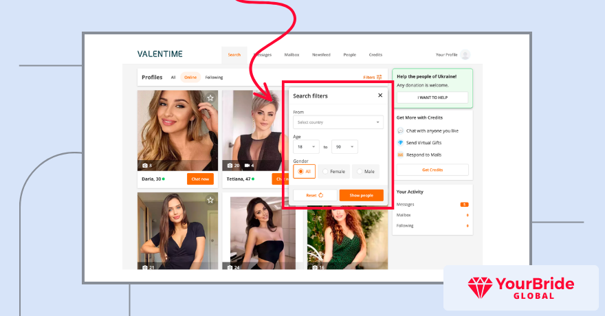 Search filters ValenTime
