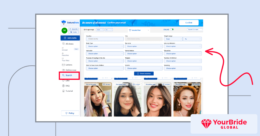 Search filters sakuradate